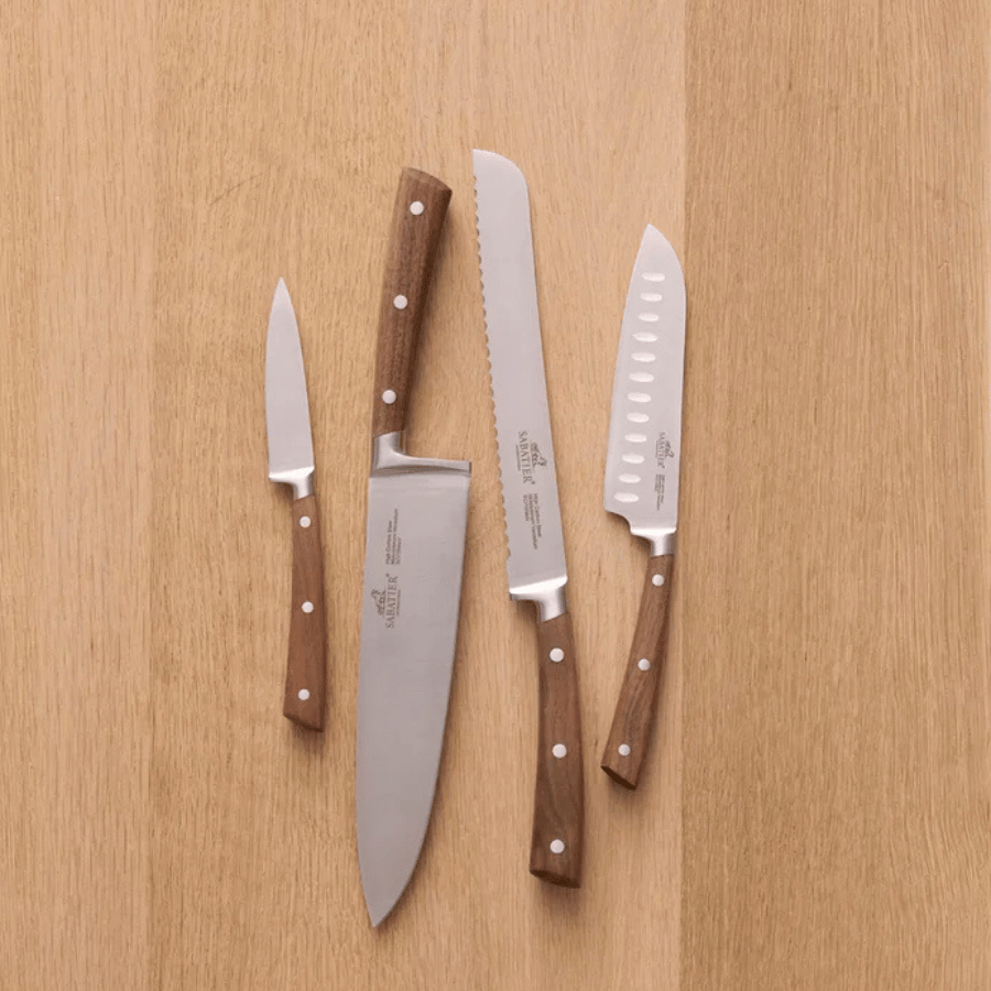 

Knivsæt Gemini 4 dele Stål/Valnøddetræ